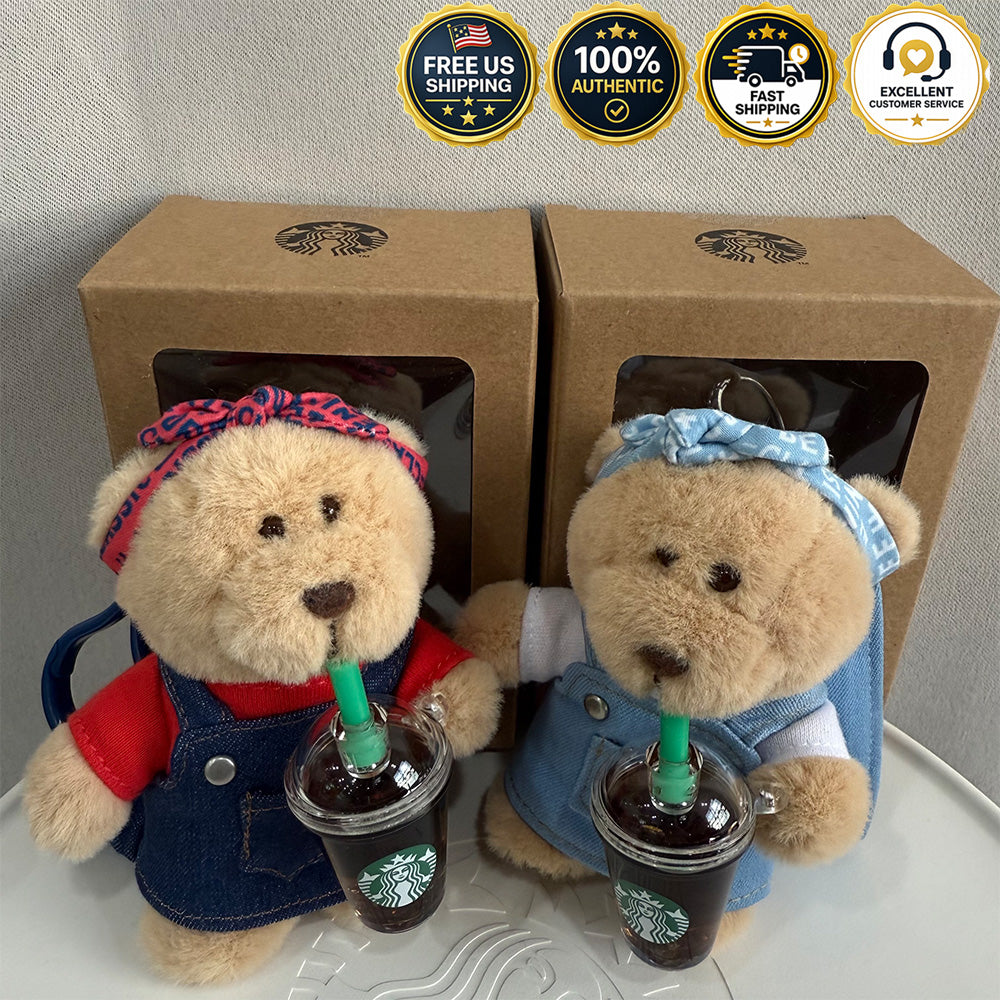 Starbucks Korea Washed Blue Bearista Key Chain Authentic | Free US Shipping