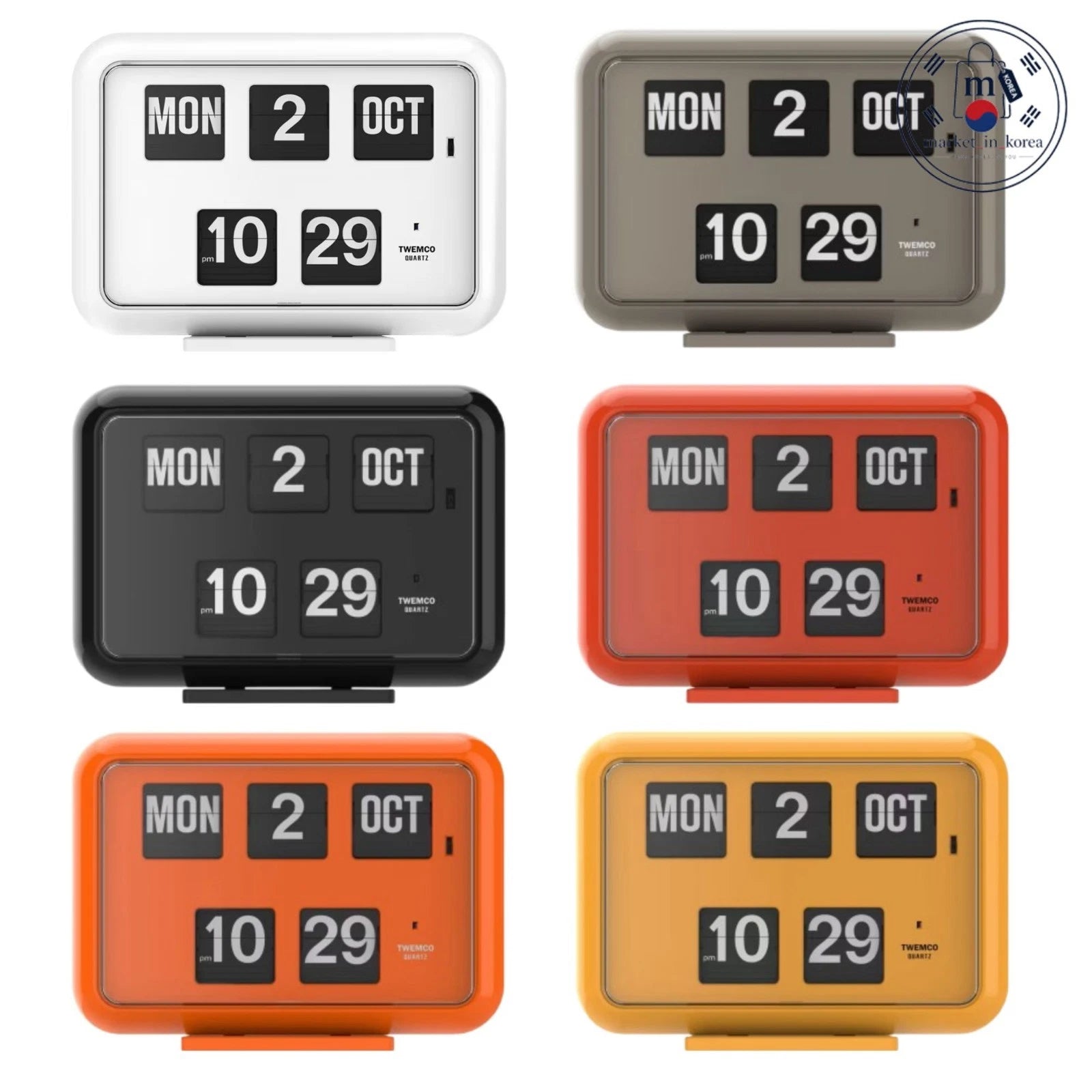 Twemco QD-35 Perpetual Calendar Flip Clock Wall Desk Quartz Retro 7 Colors